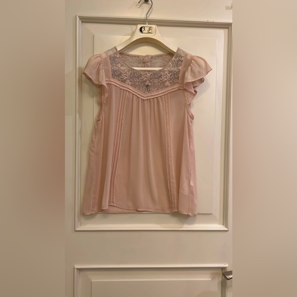 Pink Flutter Sleeve Ruffled Blouse - Picture 2 of 6